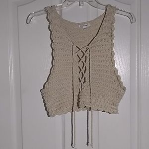 FINAL MARKDOWN Juniors Stolen Hearts Knit Crop Top (S/M)